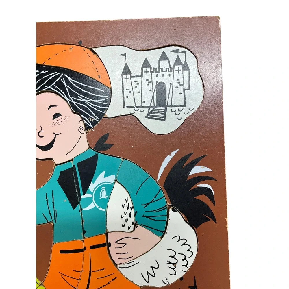 Vintage Playskool Jack and the Beanstalk Wooden Inlay Puzzle 22 Piece 185-18